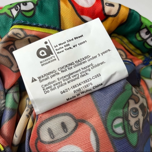 Super Mario‎ Drawstring Cinch Backpack Pencil Zip Pouch Gym Book Bag Nintendo - Picture 8 of 9